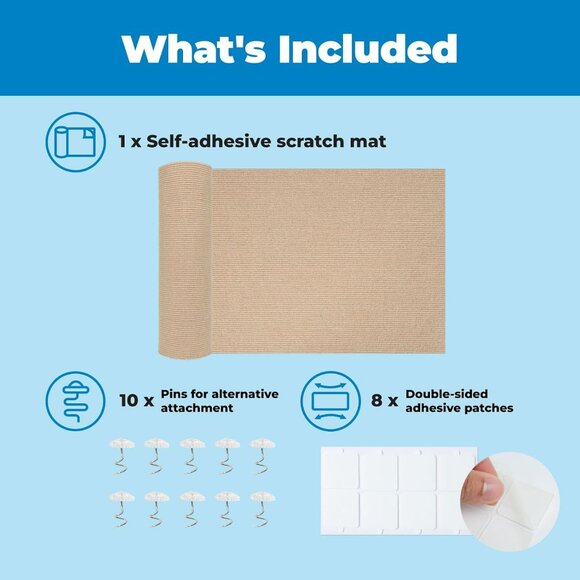 Catify Peel & Stick Cat Scratching Mat – Self-Adhesive, Trimmable Cat Scratch Pa - Picture 3 of 6